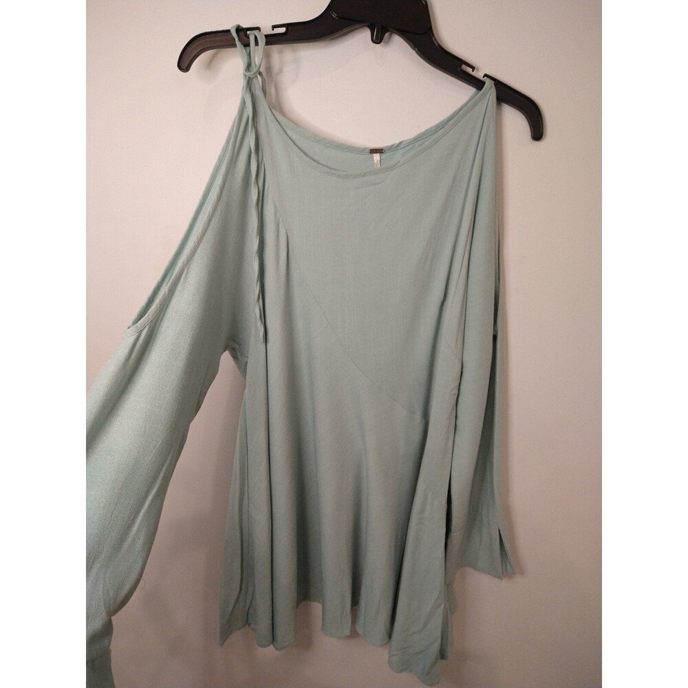 Free people cold shoulder blue green top Sm Boho Feminine Cottagecore - Picture 1 of 10